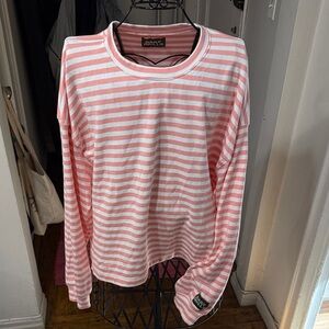 Daily Drills Pink and White Striped Sweatshirt size M/L